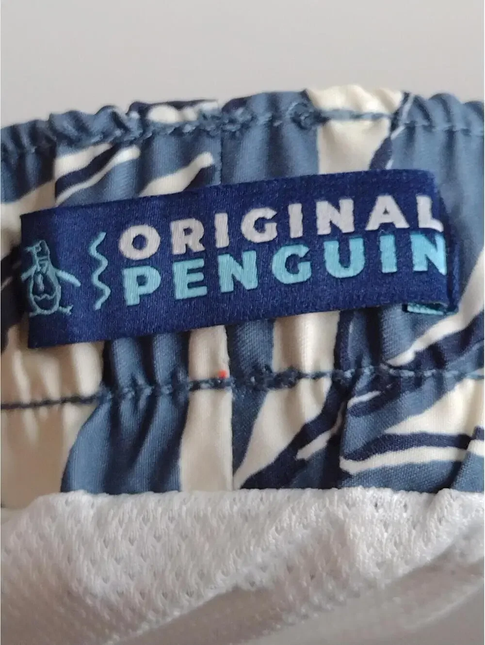 NWOT Original Penguin Men's White/Blue Tropical Swim Trunks Size XXL